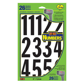 Hy-Ko Black/White Vinyl Self Adhesive Numbers Set - 3"