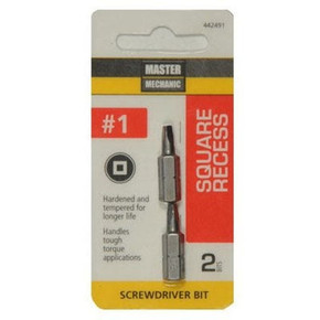 Master Mechanic #1 Square Recessed Bit Tip - 2 Pk Master Mechanic #1 Square Recessed Bit Tip - 2 Pk
