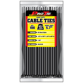 Pro Tie UV Black 5-3/4" Light Duty Cable Ties - 100 pk