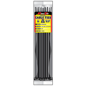 Pro Tie UV Black 18" Heavy Duty Cable Ties - 50 pk