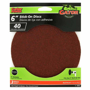 Gator Finishing 40 Grit Stick-on Aluminum Oxide Sanding Discs - 3 pk