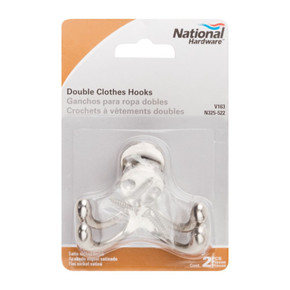 National Hardware Satin Nickel Double Clothes Hook