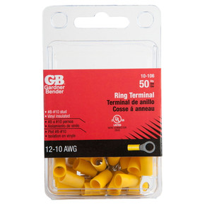 Gardner Bender Ring Terminal - Yellow - 50 pk