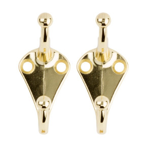 National Hardware Brass Coat/Hat Hook - 2 pk