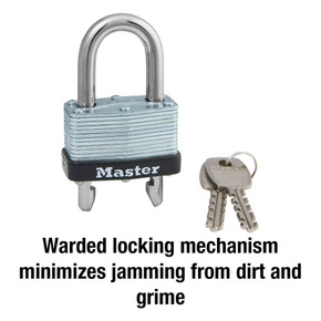 Master Lock Wide Laminated Steel Warded Padlock With Adjustable Shackle - 1-3/4" Master Lock Wide Laminated Steel Warded Padlock With Adjustable Shackle - 1-3/4"