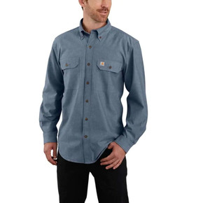 Carhartt Men's Denim Blue Chambray Loose Fit Midweight Long-sleeve Shirt - Small - Regular
