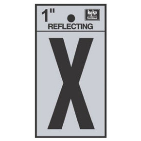 Hy-Ko 1" Black/Silver Vinyl Reflective Adhesive Sign - Letter X