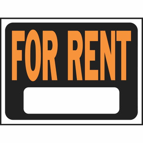 Hy-Ko For Rent Plastic Sign - 9" X 12"