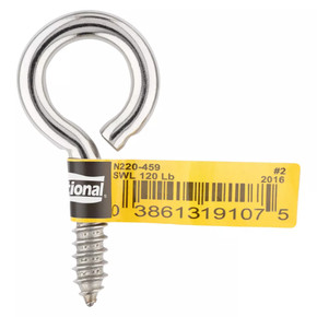 National Hardware #2 Stainless Steel Screw Eye - 2-5/8" National Hardware #2 Stainless Steel Screw Eye - 2-5/8"