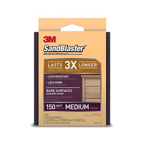 3m Sandblaster Medium Bare Surfaces Sanding Sponge Pad - 150 Grit 3m Sandblaster Medium Bare Surfaces Sanding Sponge Pad - 150 Grit