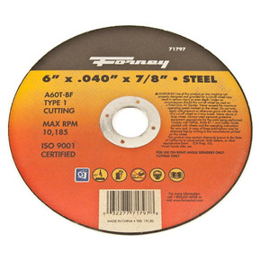 Forney Aluminum Oxide Type 1 Steel Cut-off Wheel - 6" Forney Aluminum Oxide Type 1 Steel Cut-off Wheel - 6"