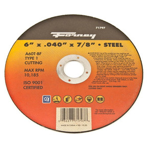 Forney Aluminum Oxide Type 1 Steel Cut-off Wheel - 6"