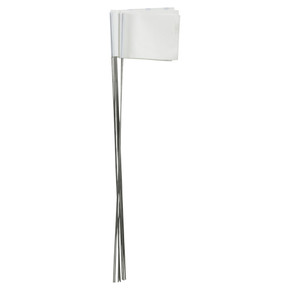 Ch. Hanson 15" White Flo Marking Stake Flag - 10 Pk