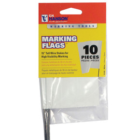 Ch. Hanson 15" White Flo Marking Stake Flag - 10 Pk