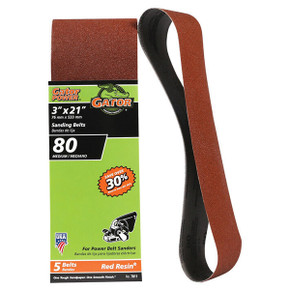 Gator Portable Sander 80 Grit Aluminum Oxide 3" X 21" Sanding Belt - 5 pk Gator Portable Sander 80 Grit Aluminum Oxide 3" X 21" Sanding Belt - 5 pk
