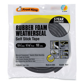 Frost King 3/4" Rubber Foam Weather-strip Tape - Black - 10'