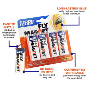 Terro Fly Magnet Sticky Paper Trap - 4 pk