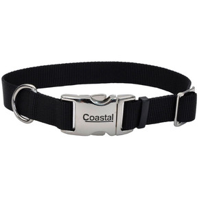 Coastal Pet Black Titan Adjustable Dog Collar With Metal Buckle - 3/4"