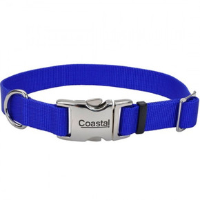 Coastal Pet Blue Titan Adjustable Dog Collar With Metal Buckle - 1"