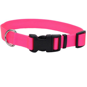 Coastal Pet Neon Pink Adjustable Dog Collar With Plastic Buckle - 3/8" X 8"-12"