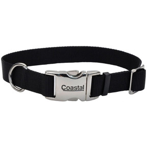 Coastal Pet Black Titan Adjustable Dog Collar With Metal Buckle - 1" X 26"