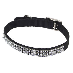 Coastal Pet Black Nylon Jeweled Dog Collar - 3/8" X 12"