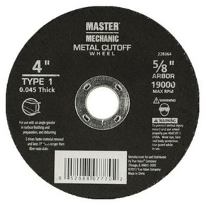 Master Mechanic Type 1 Thin Metal Cut Off Wheel - 0.045 Master Mechanic Type 1 Thin Metal Cut Off Wheel - 0.045