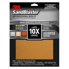 3m Sandblaster 9" X 11" Sandpaper - 4 Pk