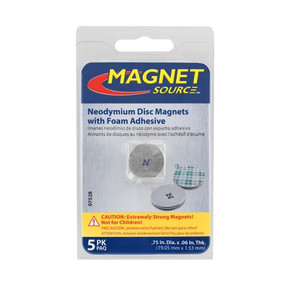 Master Magnetics Neodymium Disc Magnet with Foam Adhesive - 5 pk