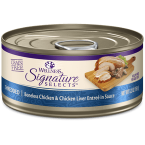 Wellness Signature Selects Shredded Boneless Chicken & Chicken Liver Entree in Sauce - 2.8 oz Wellness Signature Selects Shredded Boneless Chicken & Chicken Liver Entree in Sauce - 2.8 oz