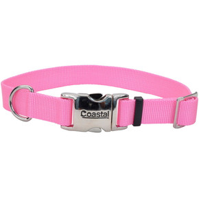 Coastal Pet Pink Bright Adjustable Dog Collar With Metal Buckle - 1" X 18"-26"