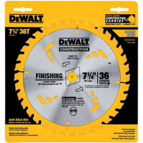 Dewalt Construction 36 Tpi Thin Kerf Carbide Circular Saw Blade - 7-1/4"