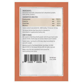 The Honest Kitchen Beef & Turmeric Instant Bone Broth - 0.12 Oz The Honest Kitchen Beef & Turmeric Instant Bone Broth - 0.12 Oz