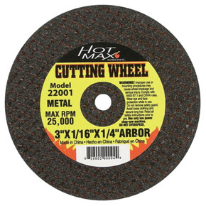 Hot Max Type 1 Metal Cutting Wheel - 3" X 1/16" X 1/4"