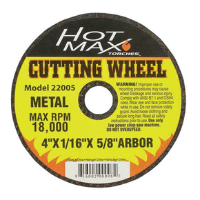 Hot Max Type 1 Metal Cutting Wheel - 4" X 1/16" X 5/8"