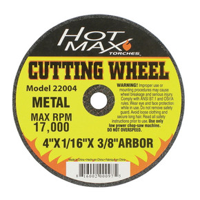 Hot Max Type 1 Metal Cutting Wheel - 4" X 1/16" X 3/8"