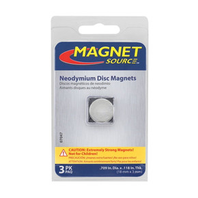 Magnet Source Neodymium Disc Magnet - Silver - 3 pk Magnet Source Neodymium Disc Magnet - Silver - 3 pk