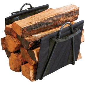 Panacea Fireplace Log Tote With Steel Stand - Black
