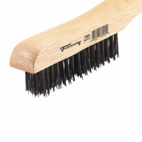 Forney 70520 Wire Scratch Brush, Stainless Steel with Wood Shoe Handle,  10-1/4-Inch-by-.013-Inch