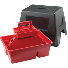 Little Giant Plastic Duratote Stool And Tote Box - Red