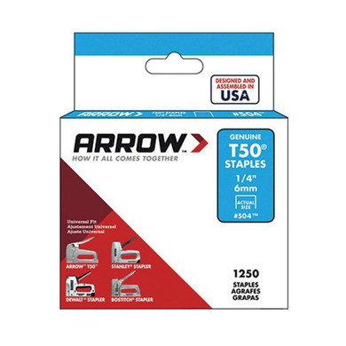 Arrow Fastener T50 Heavy-duty Steel Staples - 1250 pk - 1/4"