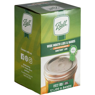 Ball Wide Mouth Jar Lids With Bands Set - 12 Pk