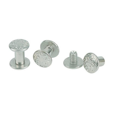 Weaver Leather Nickel Over Brass Floral Chicago Screw - 6 Pk