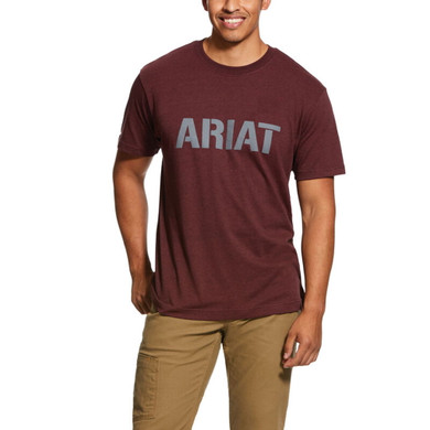 Ariat Rebar Men's Burgundy Heather Cotton Strong Block T-shirt