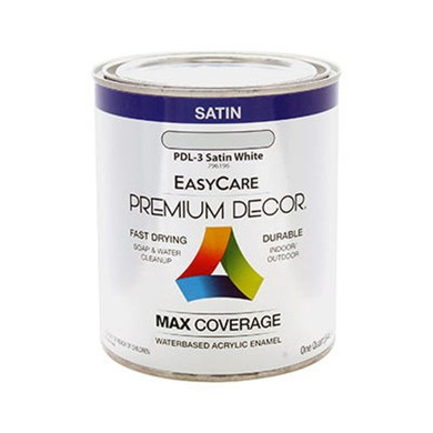 Easy Care Premium Decor White Satin Enamel Paint - 1 Qt