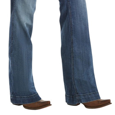 Ariat Women's Trouser Mid Rise Stretch Outseam Ella Wide Leg Jeans - Bluebell