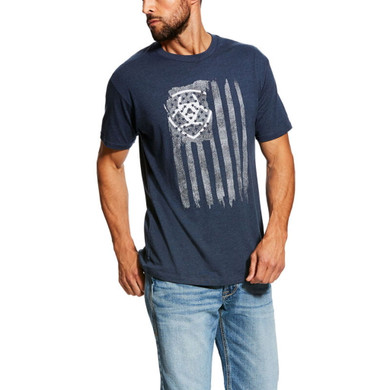 Ariat Men's Navy Short Sleeve Vertical Flag T-Shirt