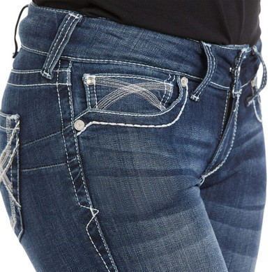 Ariat Real Women's Mid Rise Stretch Ivy Stackable Straight Leg Jeans - Dresden