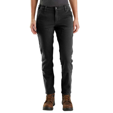 Carhartt Women's Black Rugged Flex Straight Fit Twill Double-Front Work Pant