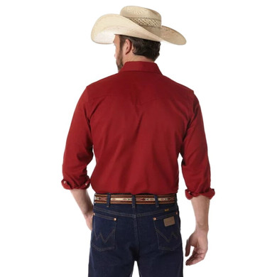 Wrangler Men's Red Premium Performance Cowboy Cut Long Sleeve Shirt